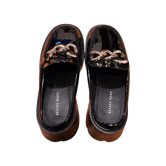 Azalea Wang Black Patent Leather Chain Loafers (Size 9) - Picture 3 of 14